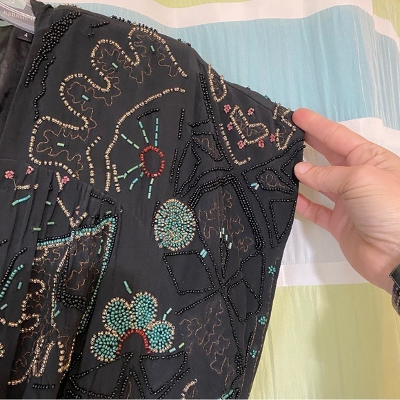 Nanette Lepore Silk Beaded Dress Damaged Sz 4 - Picture 7 of 12